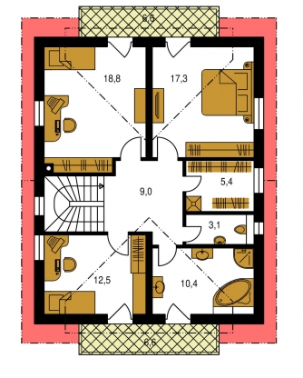 Image miroir | Plan de sol du premier étage - PREMIER 155